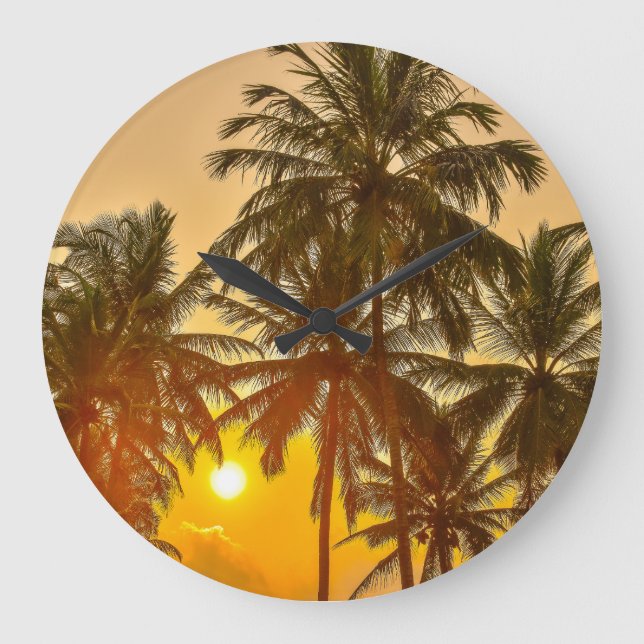 Sri Lanka Beach Sunset View Large Clock (Front)