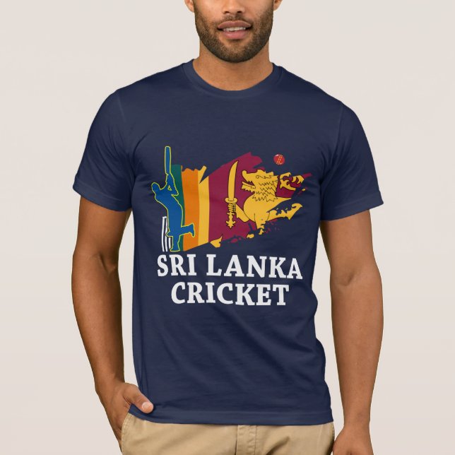 Sri Lanka Cricket Flag Brush Stroke Gift T-Shirt (Front)