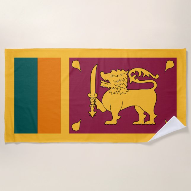 Sri Lanka Flag Beach Towel (Front)
