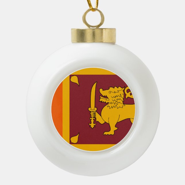 Sri Lanka Flag Ceramic Ball Christmas Ornament (Front)