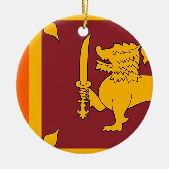 Sri Lanka Flag Ceramic Tree Decoration (Front)