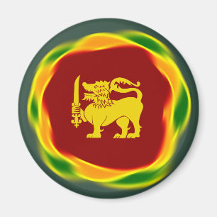 Sri Lanka Flag colors and Yellow Lion Sinhala Magnet