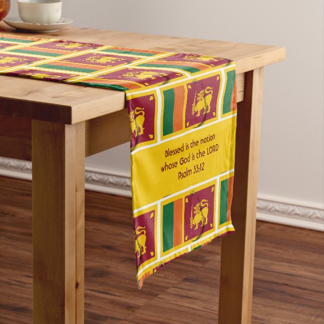 SRI LANKA Flag Customised Scripture Short Table Runner (In Situ)