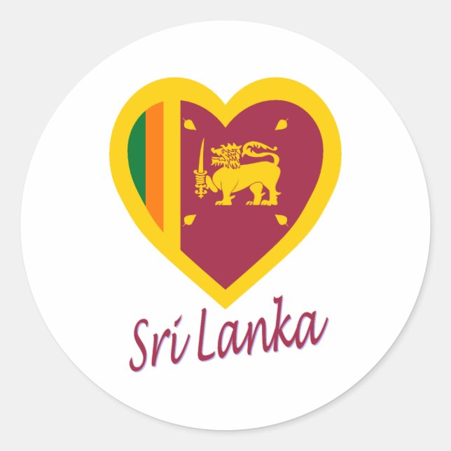 Sri Lanka Flag Heart Classic Round Sticker (Front)