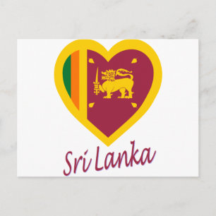 Sri Lanka Flag Heart Postcard