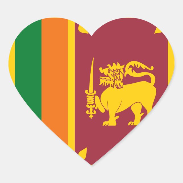 Sri Lanka Flag Heart Sticker (Front)