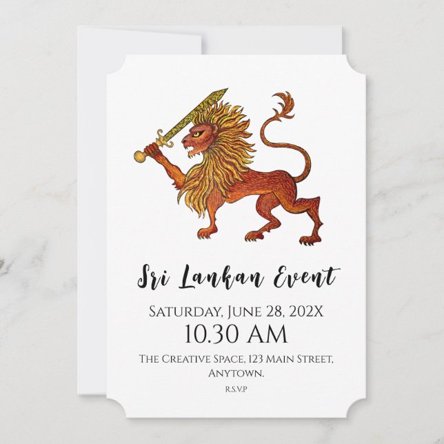Sri Lanka Flag Lion Flat Card (Front)