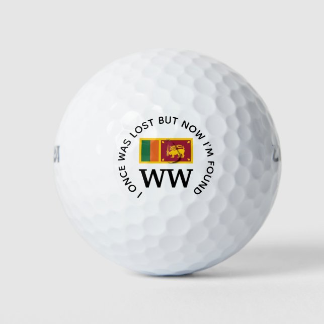 SRI LANKA FLAG Lost And Found Christian Monogram Golf Balls (Front)