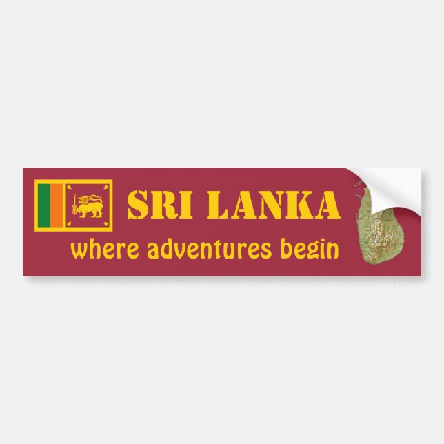 Sri Lanka Flag + Map Bumper Sticker (Front)