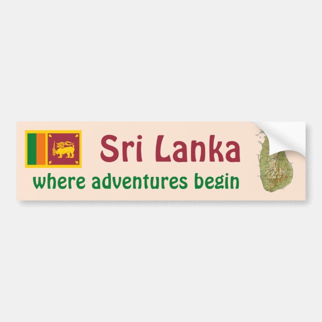 Sri Lanka Flag + Map Bumper Sticker (Front)