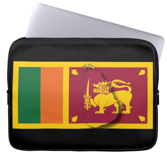 SRI LANKA Flag Map Patriotic Computer BLACK Laptop Sleeve (Front)