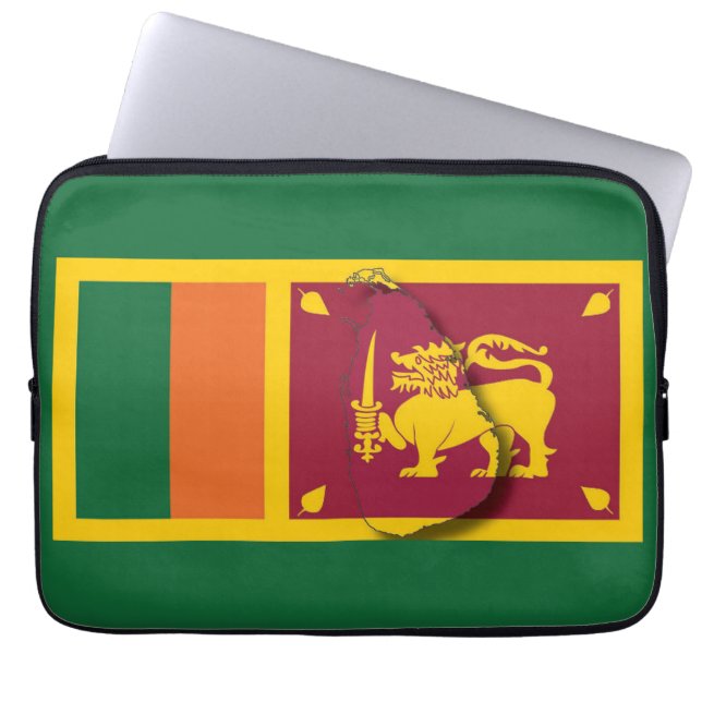 SRI LANKA Flag Map Patriotic Computer GREEN Laptop Sleeve (Front)