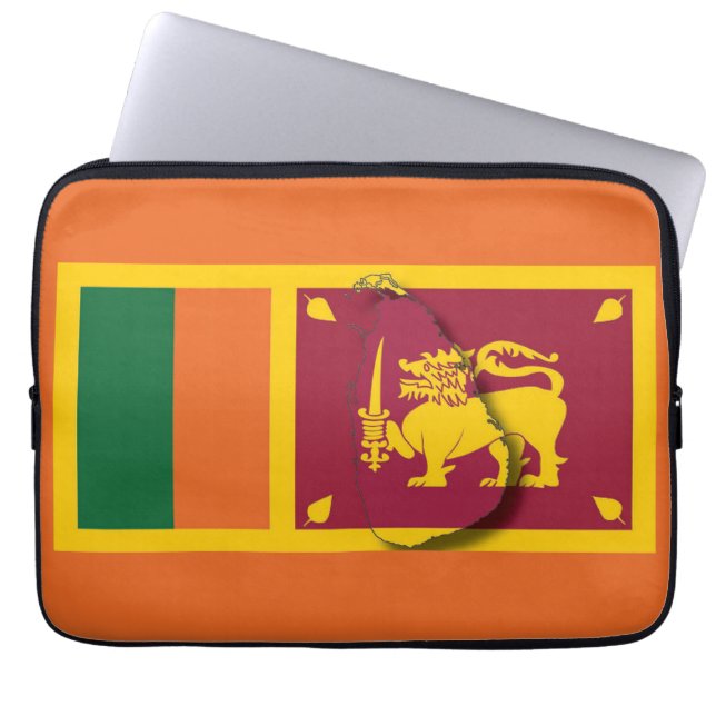 SRI LANKA Flag Map Patriotic Computer ORANGE Laptop Sleeve (Front)