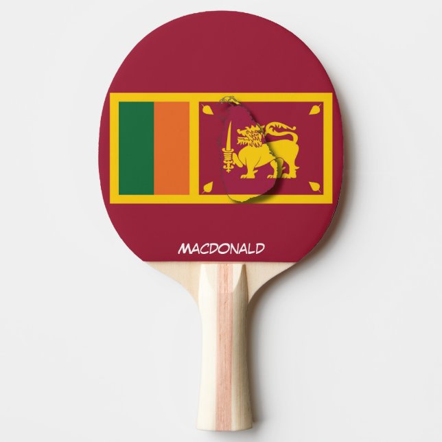 SRI LANKA FLAG & MAP Personalised Burgundy Ping Pong Paddle (Front)