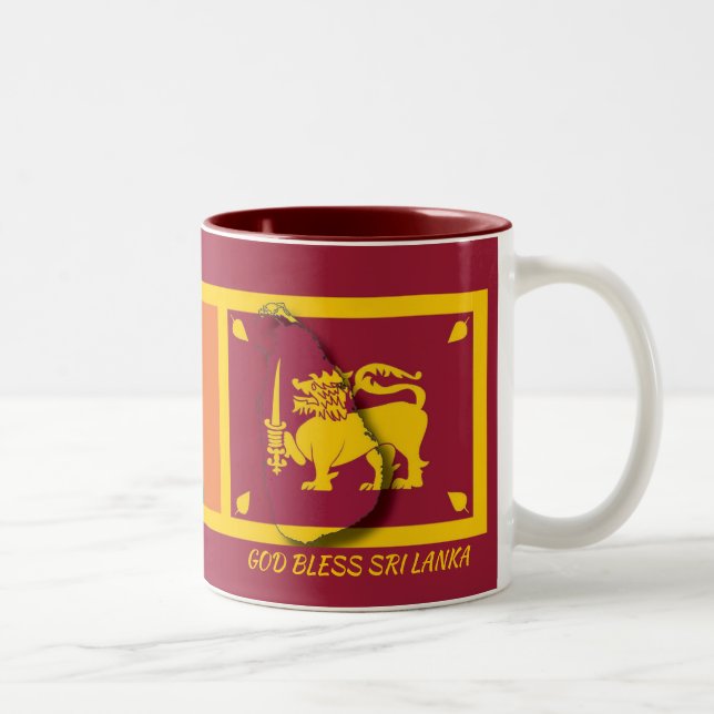 SRI LANKA FLAG MAP Scripture Customised BURGUNDY Two-Tone Coffee Mug (Right)