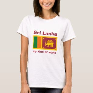 Sri Lanka Flag + Map + Text T-Shirt