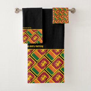 SRI LANKA FLAG Personalised Scripture BLACK Bath Towel Set