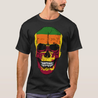 Sri Lanka Flag Skull Sri Lankan Flag Human Skull T-Shirt