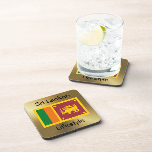 Sri Lanka Flag+Text Coaster