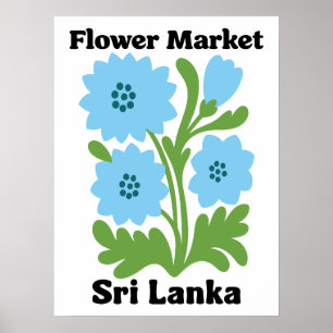 Sri Lanka Flower Market Blue Water Lily Tropical Poster