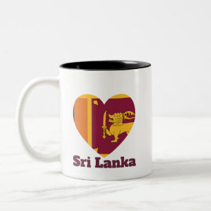 Sri Lanka Heart Flag  Two-Tone Coffee Mug
