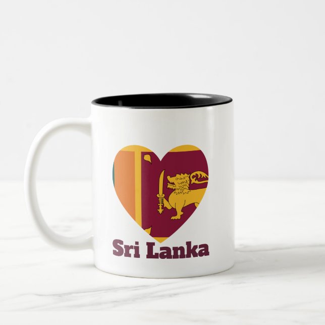 Sri Lanka Heart Flag  Two-Tone Coffee Mug (Left)