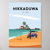 Sri lanka Hikkaduwa travel poster