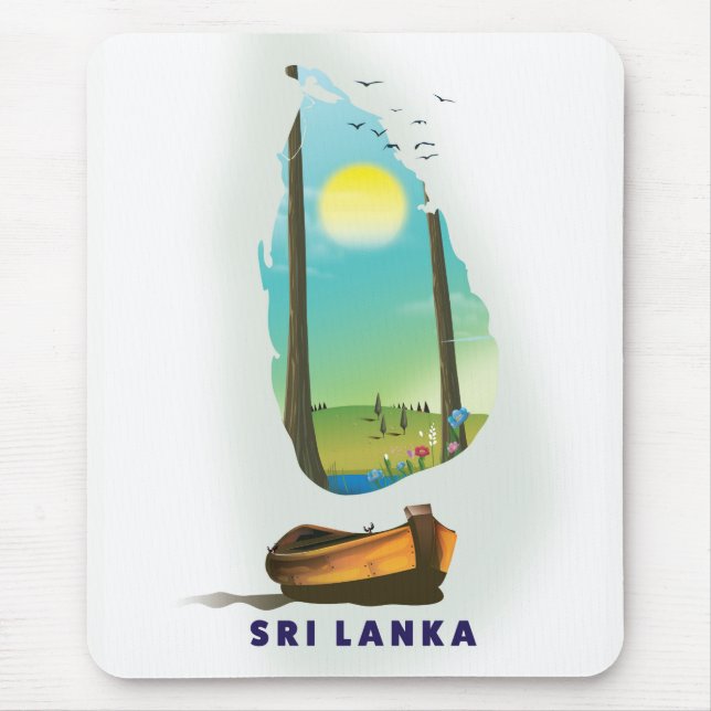 Sri Lanka Illustrated map tourism poster. Mouse Pad (Front)