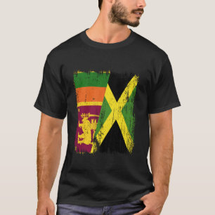 Sri Lanka Jamaica Half Flag Sri Lankan Jamaican He T-Shirt