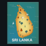 Sri Lanka map travel poster<br><div class="desc">Sri Lanka map travel poster in a beautiful vintage or retro style.</div>