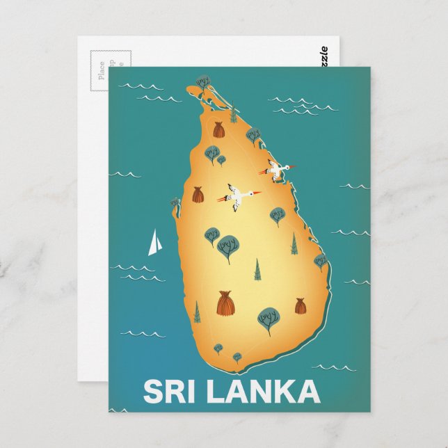 Sri Lanka map travel poster Postcard (Front/Back)