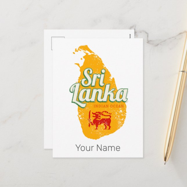 Sri Lanka Map Vintage Holiday Island Souvenir Postcard (Front/Back In Situ)
