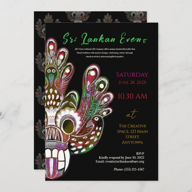 Sri Lanka Modern Cultural design Invitation (Front/Back)