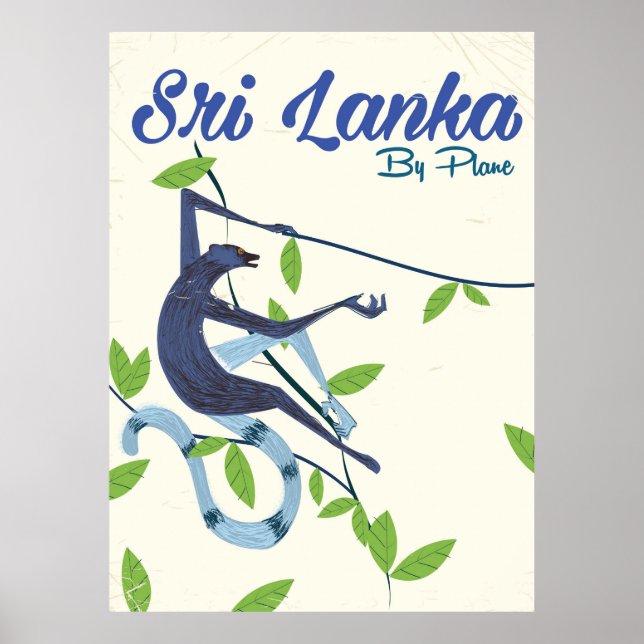 Sri lanka monkey vintage vacation poster (Front)