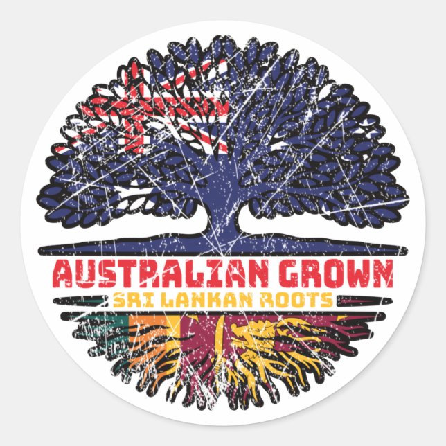 Sri Lanka Sri Lankan Australian Australia Tree Classic Round Sticker (Front)