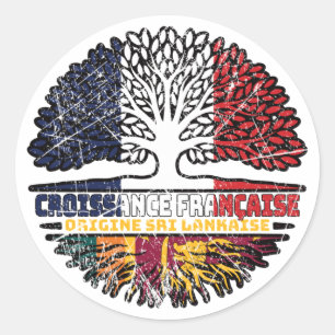 Sri Lanka Sri Lankan French France Tree Roots Flag Classic Round Sticker
