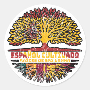 Sri Lanka Sri Lankan Spain Spanish Tree Roots Flag Classic Round Sticker