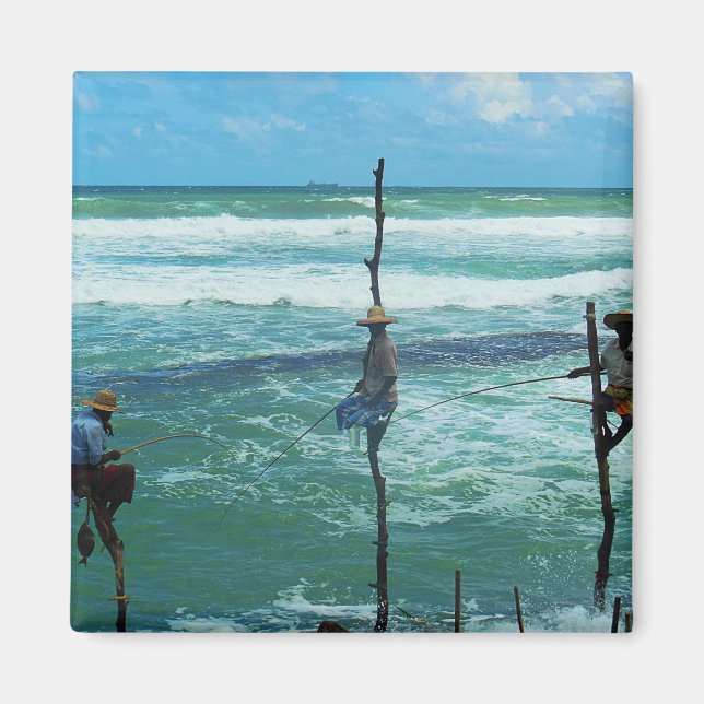 Sri Lanka Stilt fishing Magnet (Front)