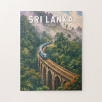 Sri Lanka Train Illustration Travel Art Vintage