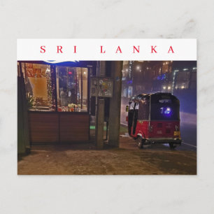 Sri Lanka tuk tuk at night view postcard