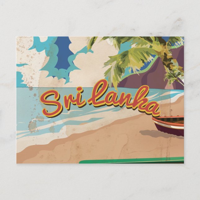 Sri Lanka Vintage Vacation Poster Postcard (Front)