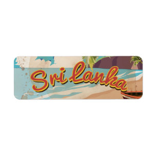Sri Lanka Vintage Vacation Travel Poster Return Address Label