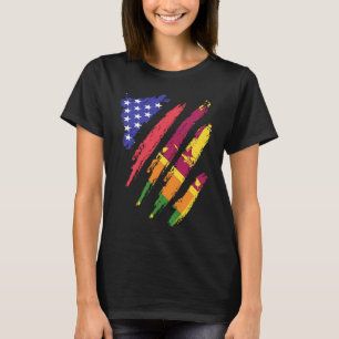Sri Lankan American Patriot Grown Heart Flag Strip T-Shirt