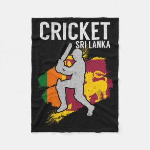 Sri Lankan Flag Cricket Fleece Blanket