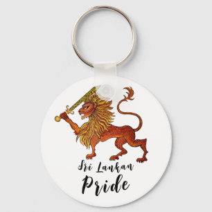 Sri Lankan flag lion Button Key Ring