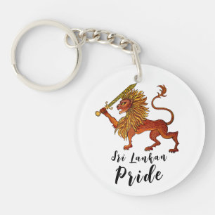 Sri Lankan flag lion Button Key Ring