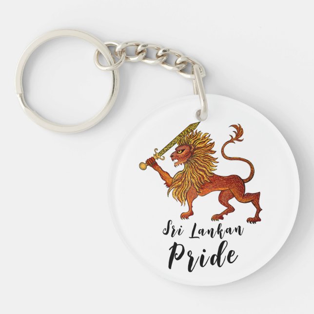 Sri Lankan flag lion Button Key Ring (Front)