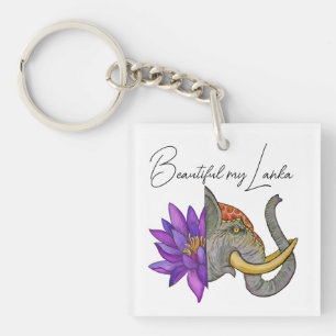 Sri Lankan Gifts with Elephant and Lotus Key Ring