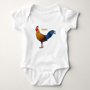 Sri Lankan junglefowl bird cartoon illustration  Baby Bodysuit