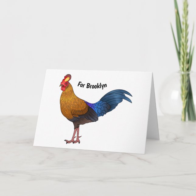 Sri Lankan junglefowl bird cartoon illustration Card (Front)